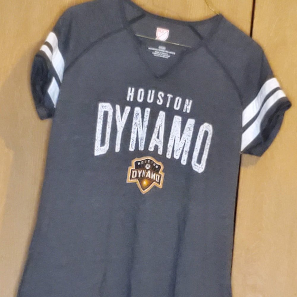 MLS Houston Dynamo Women's Gray V-Cut T-Shirt Size Medium - Preowned